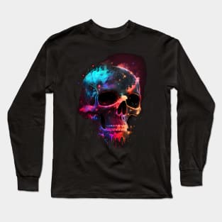 Neon Galaxy Skull Long Sleeve T-Shirt